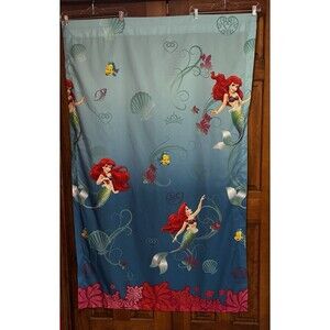 Disney Little Mermaid Bedroom Curtains Size 40 X 64 Inches Ariel Flounder VTG
